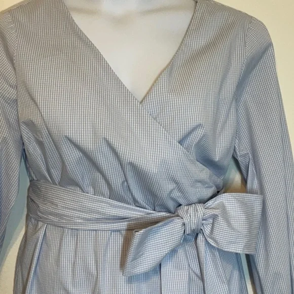 Lane Bryant Long Sleeve Gingham Wrap Blouse Size 16 - Picture 2 of 4